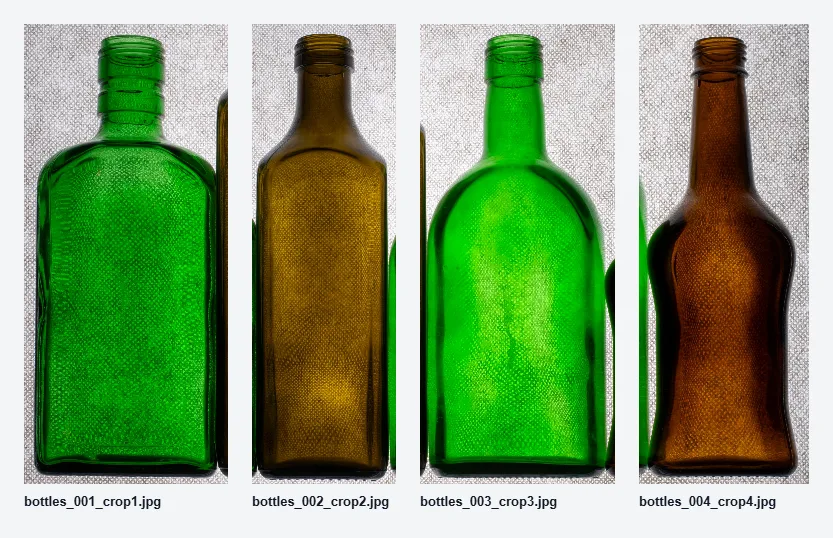 The four bottles as four separate tall images, each labelled with its file name